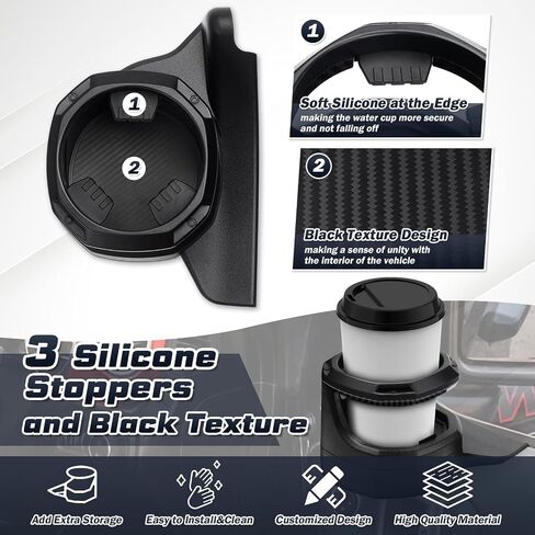 حامل أكواب مع كوستر Jeep Wrangler JL/Gladiator JT /4Xe على الجانب الأيمن 2018-2024 حامل أكواب الباب مناسب لملحقات Jeep Wrangler حتى 30oz مقاس أسود قطعة واحدة (حامل أكواب على الجانب الأيمن) in Saudi Arabia