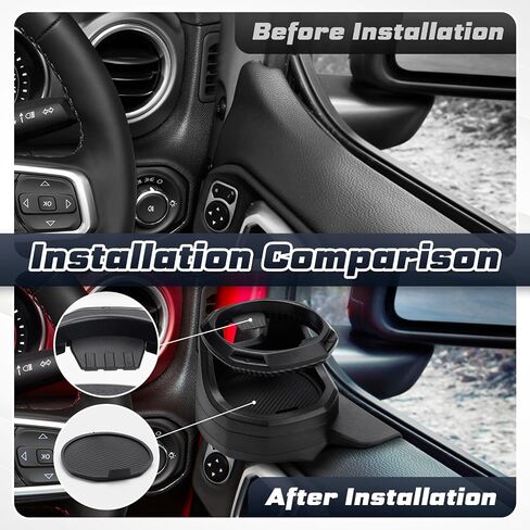 حامل أكواب مع كوستر Jeep Wrangler JL/Gladiator JT /4Xe على الجانب الأيمن 2018-2024 حامل أكواب الباب مناسب لملحقات Jeep Wrangler حتى 30oz مقاس أسود قطعة واحدة (حامل أكواب على الجانب الأيمن) in Saudi Arabia