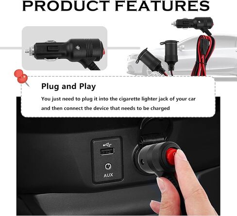 موزع ولاعة سجائر بطول 3 أقدام مع مفتاح، وسلك تمديد ولاعة سجائر من 1 إلى 2 لمنفاخ الهواء، ومكنسة كهربائية للسيارة، وإكسسوارات مقسم طاقة السيارة 12 فولت/24 فولت للسيارة والشاحنة وسيارات الدفع الرباعي (3 أقدام) in Kuwait