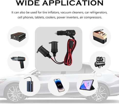 موزع ولاعة سجائر بطول 3 أقدام مع مفتاح، وسلك تمديد ولاعة سجائر من 1 إلى 2 لمنفاخ الهواء، ومكنسة كهربائية للسيارة، وإكسسوارات مقسم طاقة السيارة 12 فولت/24 فولت للسيارة والشاحنة وسيارات الدفع الرباعي (3 أقدام) in Kuwait