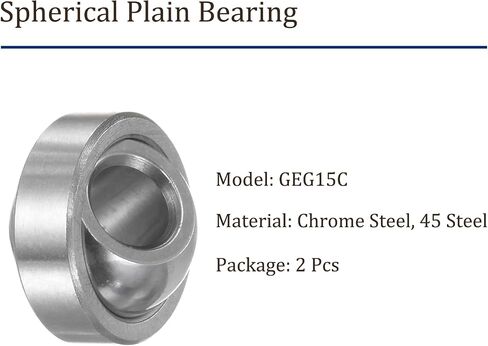 2 Pcs GEG15C Spherical Plain Bearing - [14.8mm x 30mm x 16mm] Pre-Lubricated Radial Spherical Plain Bearing, Chrome Steel in Saudi Arabia