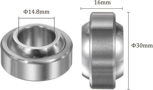 2 Pcs GEG15C Spherical Plain Bearing - [14.8mm x 30mm x 16mm] Pre-Lubricated Radial Spherical Plain Bearing, Chrome Steel in Saudi Arabia