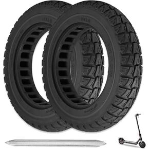 10X2 Solid Tire 50/75-6.1 Tires Replacement for Gotrax G4 GXL V2 Ninebot F25 F30 F40 F60 D40x Electric Scooter, 10x2/54-152 10 Inch Off Road Front Rear Tubeless Tire Wheel