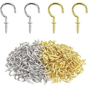 1inch Black Zinc Plated Metal Screw-in Ceiling Hooks Cup Hooks Black, 120 Pieces