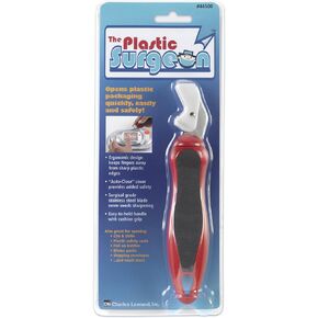 Charles Leonard Plastic Surgeon, Hard Plastic Package Opener with Surgical Steel Blades, Red and Black (44500)