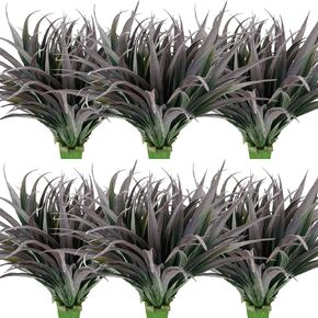 24Pcs Artificial Grass Plant Fake Outdoor Plastic Plants UV Resistant Faux Grasses Greenery Shrubs for Window Box Garden Patio Porch Home Decor Black