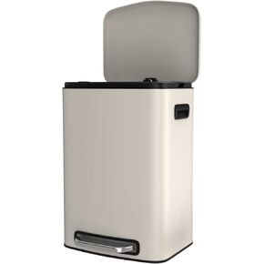 13 Gallon Foot Pedal Large Trash Can with Soft Close Quiet Lid, Stainless Steel Thickened Body Rectangular Garbage Can for Kitchen Trash can, Office Garbage Can, Commercial, Home and More - Black