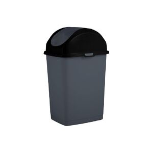 Superio Small 2.5 Gallon Plastic Trash Can with Swing Top Lid, Compact Slim Waste Bin for Under Desk, Office, Bedroom, Bathroom, Dorm Room, 10 Qt. Portable Garbage Can (Dark Grey, 2 Pack)