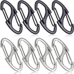 HINZIC 8Pcs Zipper Clip Anti Theft Deterrent, Keep The Zipper Closed Lock, Zipper Pull Replacement, Connectors Dual Opening S Shaped Carabiner for Backpacks Traveling Camping Suitcases