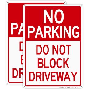 2Pack No Parking Do Not Block Driveway Sign, 14x10inches .40 Rust Free Aluminum Sign, No Parking Metal Sign, Reflective, Fade Resistant, UV Protected, Weather, Durable Ink, Easy To Mount