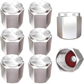 8PCS Brass Tire Valve Caps, Auto Tire Valve Stem Caps, Metal Car Wheel Tire Dust Proof Covers with O Rubber Seal, Universal Hexagon Shape Stem Covers for Car Truck Motorcycle Bike