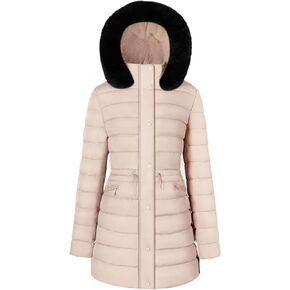 BodiLove Women's Winter Quilted Puffer Short Coat Jacket Plus Sizewith Removable Faux Fur Hood and Zipper