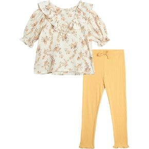 Jessica Simpson Baby Girls' Leggings Set - 2 Piece T-Shirt and Leggings – Flare Leg Bell Bottom Pants Set for Girls (0M-6X)
