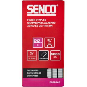 SENCO C08BAAR 1/2" 22 Gauge 3/8" Crown Finish Staples, Galvanized Finish 5,000 Count Pack