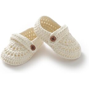 DovFanny Baby-Girls Infant Newborn Shoes Mary Jane Hand Knitting Crochet Bootie Shoes