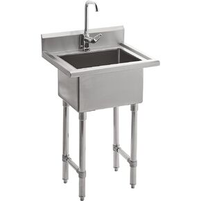 ROCKPOINT 2 Compartment Stainless Steel Commercial Kitchen Prep & Utility Sink, Silver 41"Wx23.3"Dx41.9"H