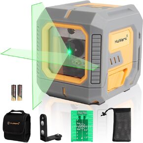 Mulwark 100 Feet Laser Level 360 Self Leveling, Green Laser Pointer With 4 Brightness Adjustments, Cross Line Lazer Level Tool With Magnetic Bracket For 360° Rotation IP54 Dust And Water Resistant