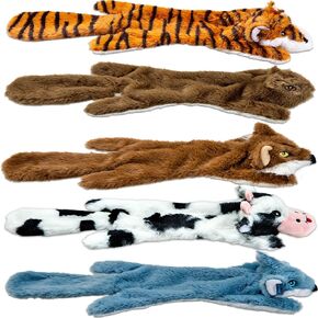 Dog Toys Squeaky & Crinkle 5 Pack No Stuffing Plush Dogs Chews Toy for Small Medium Large Breed Chewers Dog Products Durable Puppy Teething Chewing Interactive to Keep Them Busy Birthday Gift