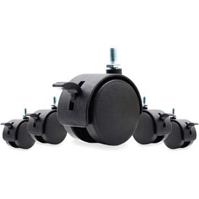 Luomorgo 5Pcs Stem Caster Wheels, 2 inch Swivel Stem Casters with Locking Brake 5/16" x 19/32" for Office Chairs Furniture Wire Shelving Units