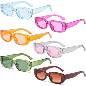 10 Pack Small Rectangle Sunglasses Women Retro Square Glasses Vintage Thick Frame Eyewear Party Glasses Bulk for Women Girls