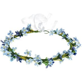 Flower Girl BOHO Floral Crown Wreath Flower Girl Headpiece Flower Crown with Adjustable Ribbon