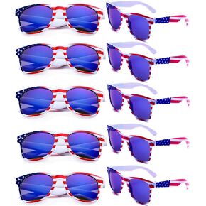 Fsmiling Bulk American Sunglasses USA Flag Sunglasses Patriotic Sunglasses-10/24Pack