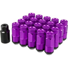 ACROPIX M12x1.5 عجلة السيارة Heptagon العروة الجوز الجوزة مخروط مقعد مغلق نهاية الانتفاخ الجوزة 54mm مسامير مع مفتاح المقبس - حزمة من 21 لهجة فضية