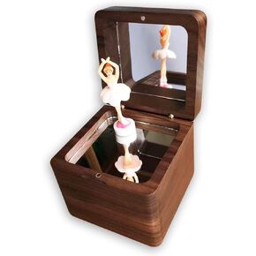 Play [ Music Box Dancer ] Walnut Wooden Ballerina Dancer Girl Music Box with Sankyo Musical Movement
