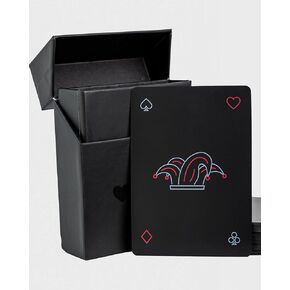 Plastic Playing Cards, Waterproof, Minimal, Matte Black, Poker Cards- Durable and Travel-Friendly with Hard Protective CASE, Modern Minimalist Design, Professional Quality Poker Deck,