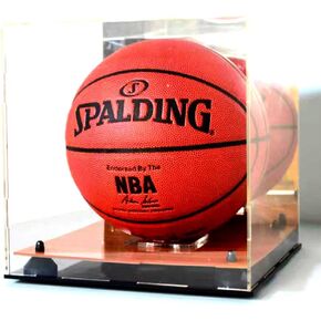 Square Shape Basketball Soccer Ball Acrylic Display Case Showcase Box Wood Floor UV Protection Sports Full Mirror Memorabilia