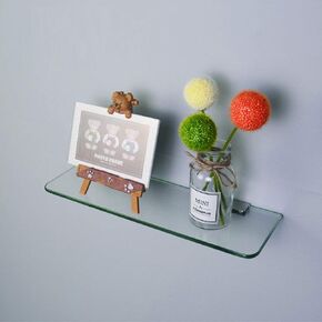 Wall Mounted Tempered Glass Floating Decorative Display Shelf Home Office Decor 7.87 in.L x 5D Bathroom Storage Shelf (7.87 inch)