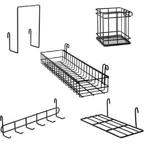سلة تعليق على شكل شبكة معدنية شبكية، رف عرض، حامل أقلام، رف خطافات، رف كتب، منظم تخزين مكتبي مزخرف للمكتب، الدراسة، مجموعة من 5 قطع (ذهبي) in Kuwait