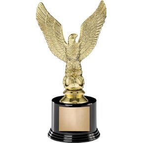 Crown Awards Eagle Trophies with Custom Engraving, 7.25" Personalized Gold Soaring Eagle Trophy On Deluxe Round Base Prime