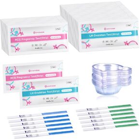 SYNTHGENE Ovulation Test Strips, LH 25 HCG 10 Ovulation and Pregnancy Tests, 25 Ovulation Tests and 10 Pregnancy Tests with 35 Urine Cups, Detect Early Pregnancy and Accurately Track Ovulation