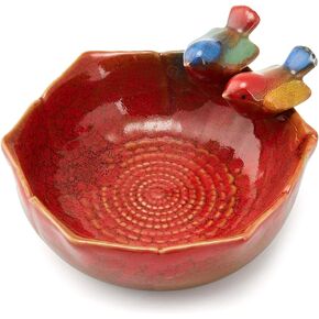 Color Glaze Ceramics Decorative Centerpiece Desktop Storage Organizer Best View on Dining Table Guest Table Tea Table Hold Key, Phone, Remote Control, Trinket, Candy, Cookie etc. (Red)