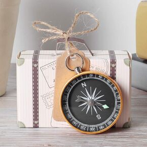 Greensen 20Pcs Wedding Favors Compass, Candy Boxes Mini Suitcase Wedding Favor Candy Box for Wedding Party Decoration for Wedding Travel Themed Party Bridal Shower Christmas, 8×3×5 CM(gold)