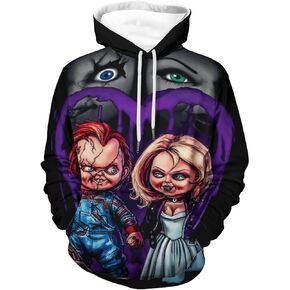 Chuckys هوديي 3D مطبوعة الرسم تأثيري حلي الجدة فيلم الرعب هوديس البلوز البلوز للرجال