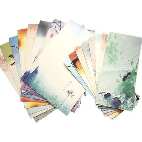 Set of 32 Chinese Ink Painting Classical Style Design Writing Stationery Paper with 16 Envelopes,8 Styles