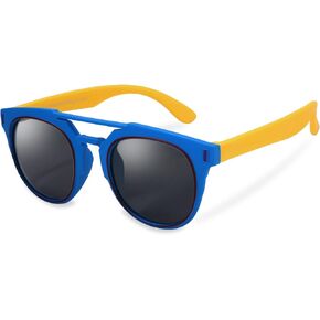 FEISEDY Kids Polarized Sunglasses for Girls Boys Sunglasses Rubber Round Frame UV400 Age 5-12 B2818