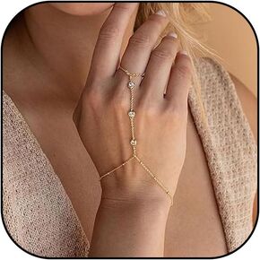 Hand Chain Ring Bracelet Hand Chain for Women Hand Chain Finger Ring Delicate Slave Bracelet for Women and Girls Finger Chain Bracelets