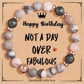 Yiyang 40th 50th 60th 70th 80th Birthday Gifts for Women, Natural Stone Beaded Bracelet Unique Gifts for Women Mom Daughter Sister Wife Grandma in Kuwait