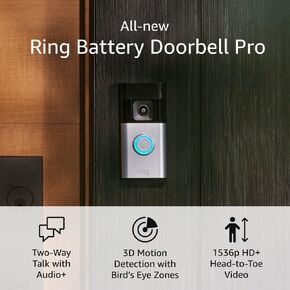 All-new Ring Battery Doorbell Pro | Two-Way Talk with Audio+, 3D Motion Detection, and 1536p HD+ Head-to-Toe Video (2024 release)