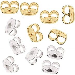 Tripmark Fashion Jewelry 14K Gold/White Gold Color Earring Backs 12 Pieces Replacement Earring Backs