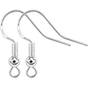 BEADNOVA 925 Sterling Silver Earring Hooks 12pcs Earring Findings Kits with Earring Backs Fish Hook Earrings for Jewelry Making DIY Earrings Supplies (12pcs Earring Hooks and 12pcs Earring Backs)