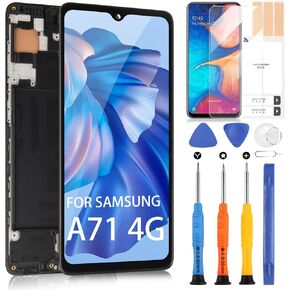 Screen Replacement for Samsung Galaxy A71, for Samsung A715 A715F SM-A715F/DS LCD Display Touch Screen Digitizer Full Assembly with Frame, Free Tools (Not for A71 5G/A716)