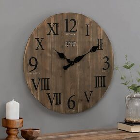 FirsTime & Co. White Rustic Farmhouse Barn Wood Clock, black, 24 inches (31216)