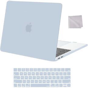 MOSISO Compatible with MacBook Pro 13 inch Case 2024, 2023, 2022-2016 M2 M1 A2338 A2251 A2289 A2159 A1989 A1708 A1706, Plastic Hard Shell Case & Keyboard Cover Skin & Wipe Cloth, Lavender Gray