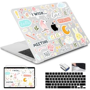 Compatible with MacBook Air 13.6 inch Case 2022 2023 2024 2025 M3 A3113 M2 A2681, Plastic Hard Shell Case & Keyboard Cover & Screen Protector &Type C Adapter, Little Monster