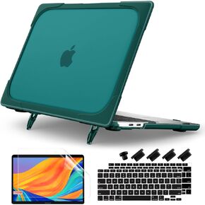 DONGKE for MacBook Air 13 Inch Case 2021 2020 2019 2018 A2337 M1 A2179 A1932 with Retina Display & Touch ID, Heavy Duty Rugged Shockproof Plastic Hard Shell with Fold Kickstand - Gray