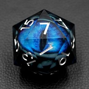 Sharp Edge Eyeball Resin Dice Set, 50MM Liquid Core Dungeons and Dragons DND Dice D20 with Gift Case, Polyhedral Dice Sets for Role Playing Game (Dark Elf Moving Eyeball-1)
